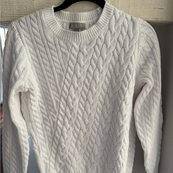 J. Crew Tops - J. Crew White Cable-Knit Crewneck Sweater